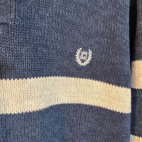 Chaps Navy Cream Preppy Y2K old money Sweater 2 spots review pics carefully Med - Picture 5 of 11